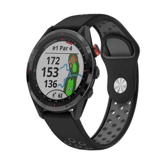 Per Garmin Approach S62 Cinturino sportivo in silicone traspirante da 22 mm (nero + grigio)