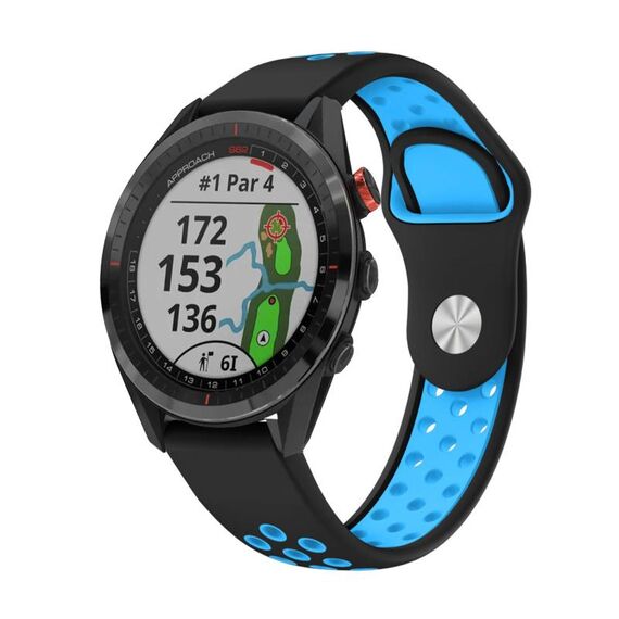 Per Garmin Approach S62 Cinturino sportivo in silicone traspirante da 22 mm (nero + blu)