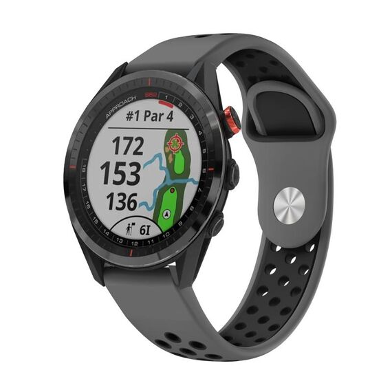 Per Garmin Approach S62 Cinturino sportivo in silicone traspirante da 22 mm (grigio + nero)