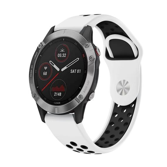 Per Garmin Fenix 6 GPS 22mm Cinturino sportivo in silicone traspirante (bianco + nero)