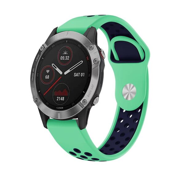Per Garmin Fenix 6 GPS 22mm Cinturino sportivo in silicone traspirante (verde menta + blu notte)
