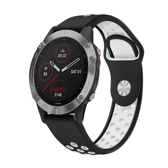 Per Garmin Fenix 6 GPS 22mm Cinturino sportivo in silicone traspirante (nero + bianco)