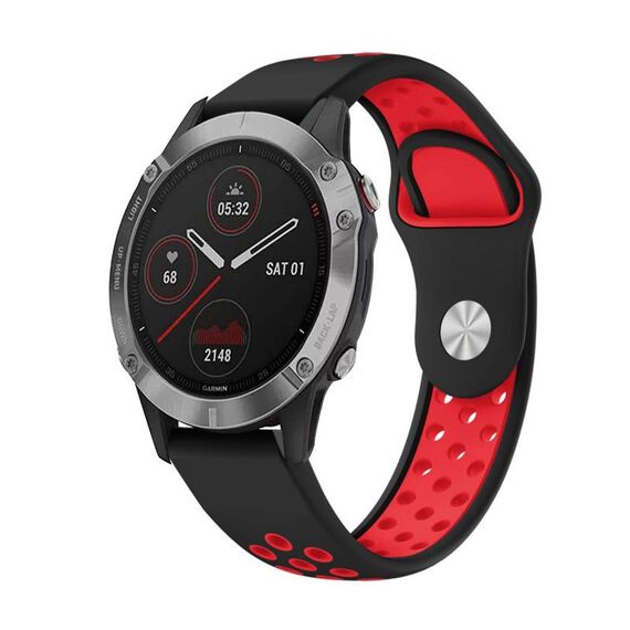 Per Garmin Fenix 6 GPS 22mm Cinturino sportivo in silicone traspirante (nero + rosso)