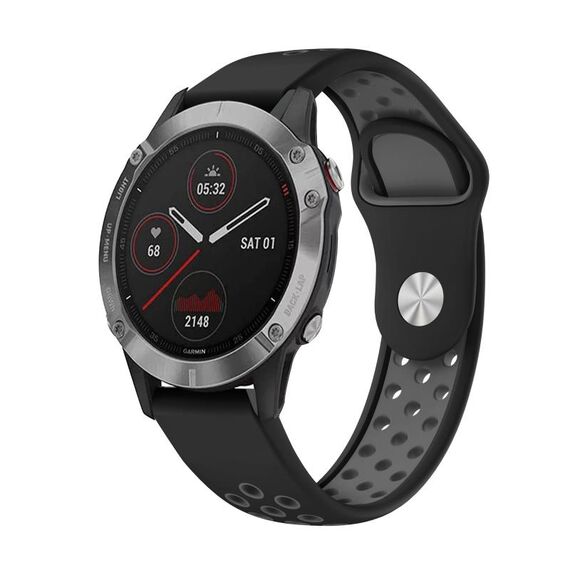 Per Garmin Fenix 6 GPS 22mm Cinturino sportivo in silicone traspirante (nero + grigio)
