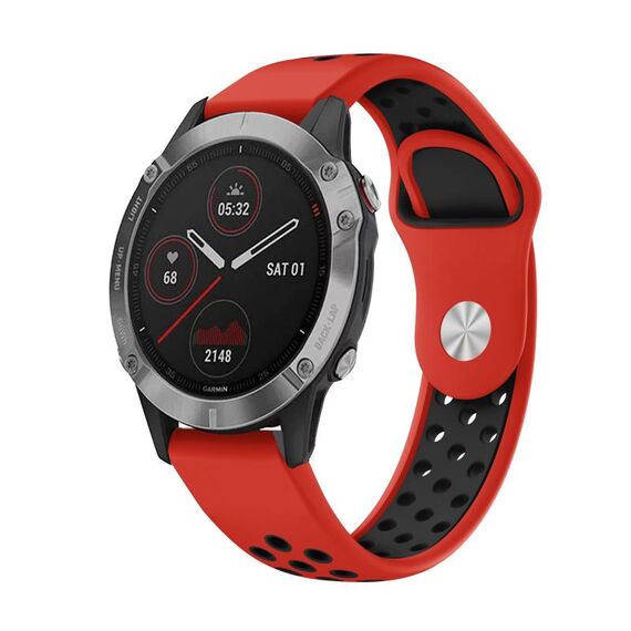 Per Garmin Fenix 6 GPS 22mm Cinturino sportivo in silicone traspirante (rosso + nero)