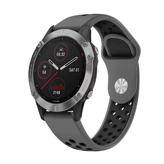 Per Garmin Fenix 6 GPS 22mm Cinturino sportivo in silicone traspirante (grigio + nero)