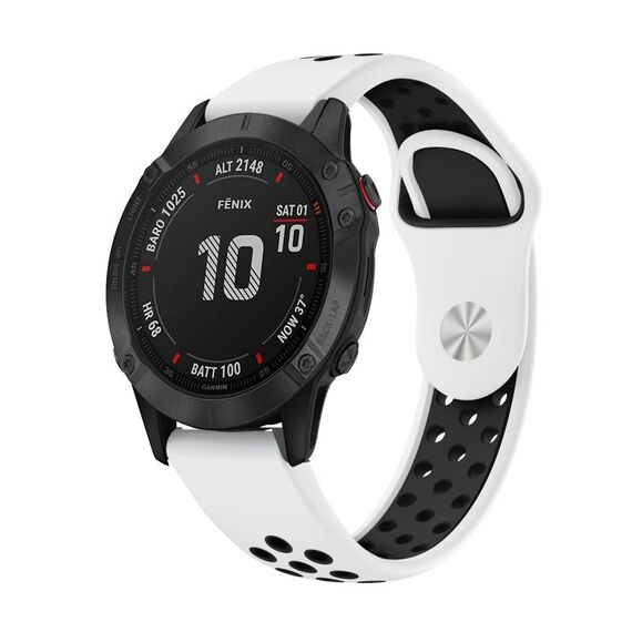 Per Garmin Fenix 6 Pro GPS 22mm Cinturino sportivo in silicone traspirante (bianco + nero)