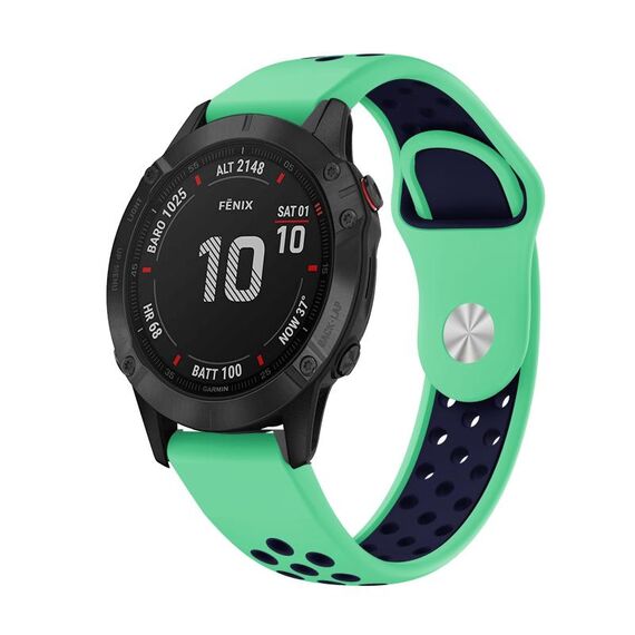 Per Garmin Fenix 6 Pro GPS 22mm Cinturino sportivo in silicone traspirante (verde menta + blu notte)