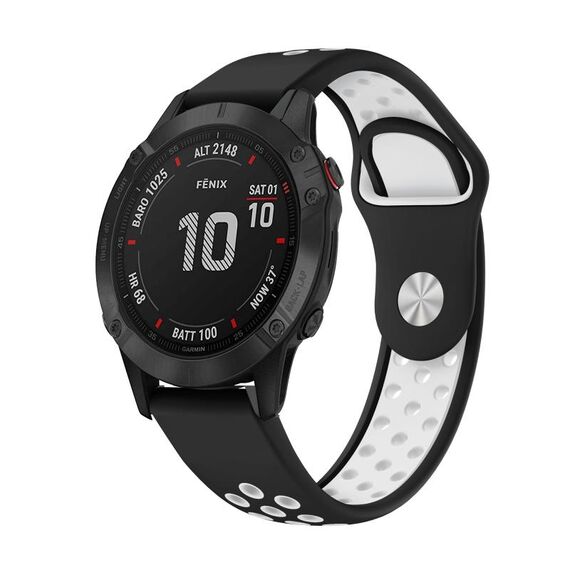 Per Garmin Fenix 6 Pro GPS 22mm Cinturino sportivo in silicone traspirante (nero + bianco)