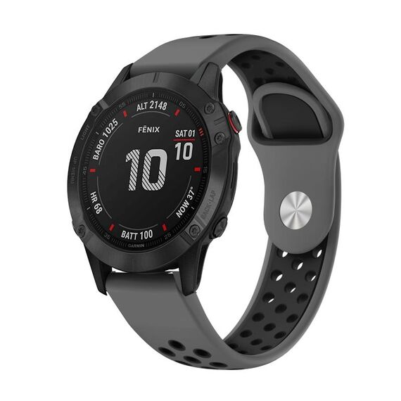 Per Garmin Fenix 6 Pro GPS 22mm Cinturino sportivo in silicone traspirante (grigio + nero)
