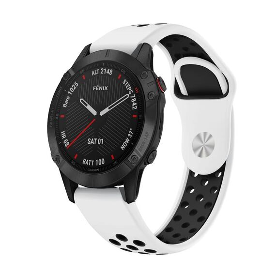 Per Garmin Fenix 6 Sapphire GPS 22mm Cinturino sportivo in silicone traspirante (bianco + nero)
