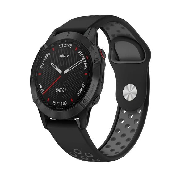 Per Garmin Fenix 6 Sapphire GPS 22mm Cinturino sportivo in silicone traspirante (nero + grigio)