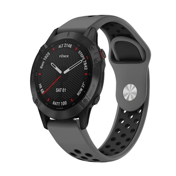 Per Garmin Fenix 6 Sapphire GPS 22mm Cinturino sportivo in silicone traspirante (grigio + nero)