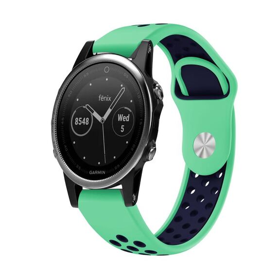 Per cinturino sportivo in silicone traspirante Garmin Fenix 5 22mm (verde menta + blu notte)