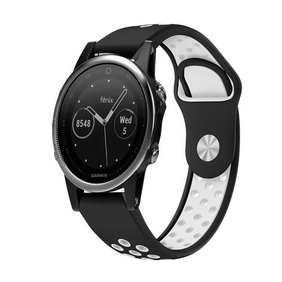 Per cinturino sportivo in silicone traspirante Garmin Fenix 5 22mm (nero + bianco)