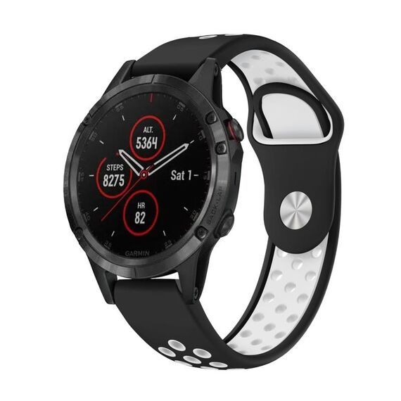 Per cinturino sportivo in silicone traspirante Garmin Fenix 5 Plus 22mm (nero + bianco)