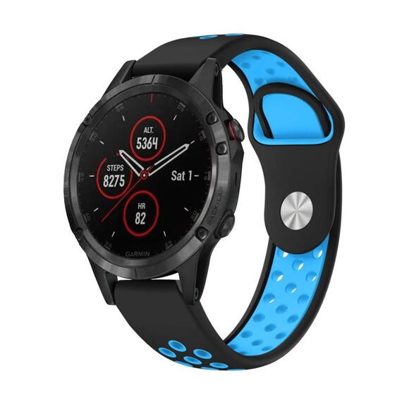 Per cinturino sportivo in silicone traspirante Garmin Fenix 5 Plus 22mm (nero + blu)