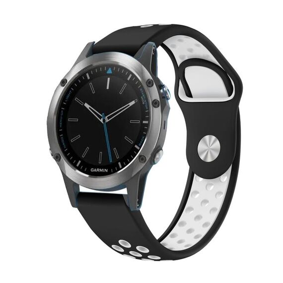 Per cinturino sportivo in silicone traspirante Garmin Quatix 5 22mm (nero + bianco)