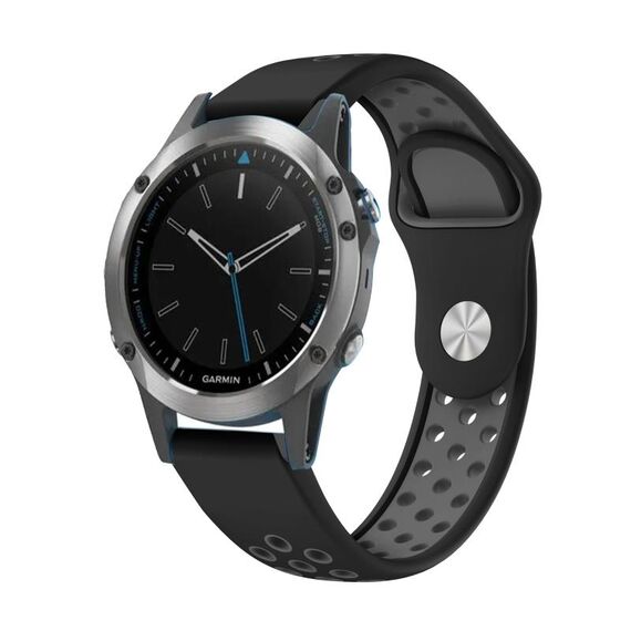 Per cinturino sportivo in silicone traspirante Garmin Quatix 5 22mm (nero + grigio)