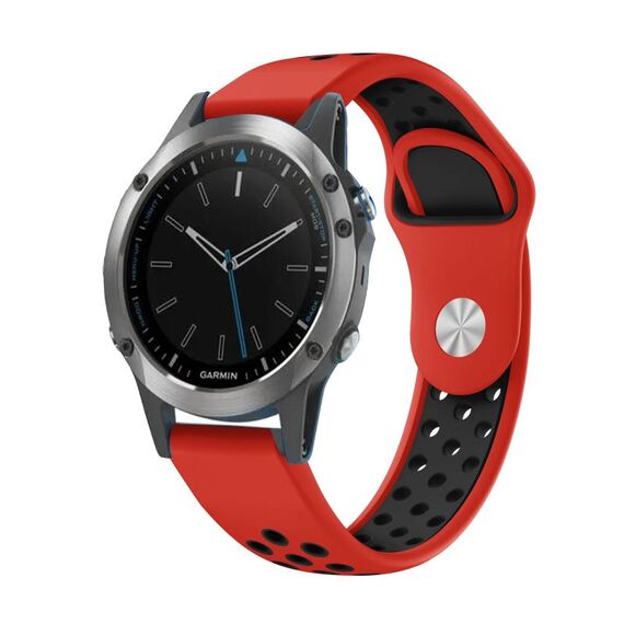 Per Garmin Quatix 5 Sapphire 22mm Cinturino sportivo in silicone traspirante (rosso + nero)