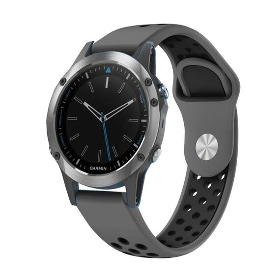 Per Garmin Quatix 5 Sapphire 22mm Cinturino sportivo in silicone traspirante (grigio + nero)