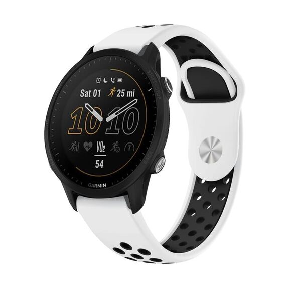 Per Garmin Forerunner 955 Cinturino sportivo in silicone traspirante da 22 mm (bianco + nero)