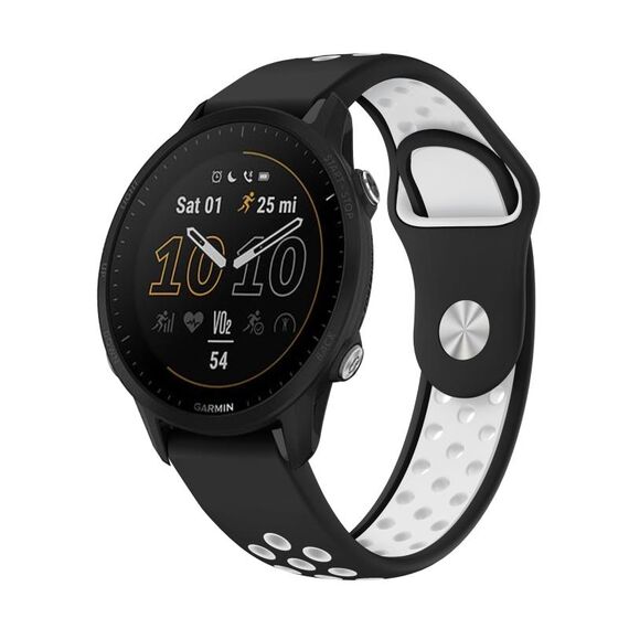 Per Garmin Forerunner 955 Cinturino sportivo in silicone traspirante da 22 mm (nero + bianco)