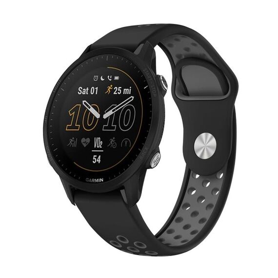 Per Garmin Forerunner 955 Cinturino sportivo in silicone traspirante da 22 mm (nero + grigio)