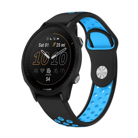 Per Garmin Forerunner 955 Cinturino sportivo in silicone traspirante da 22 mm (nero + blu)