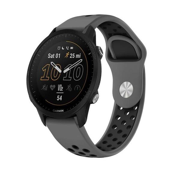 Per Garmin Forerunner 955 Cinturino sportivo in silicone traspirante da 22 mm (grigio + nero)