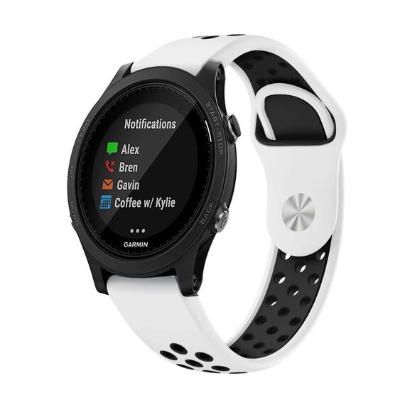 Per Garmin Forerunner 935 Cinturino sportivo in silicone traspirante da 22 mm (bianco + nero)