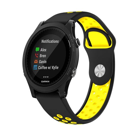 Per Garmin Forerunner 935 Cinturino sportivo in silicone traspirante da 22 mm (nero + giallo)