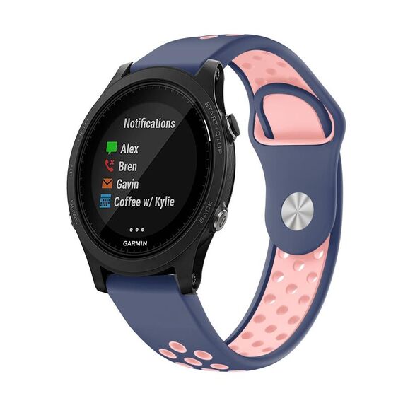 Per Garmin Forerunner 935 Cinturino sportivo in silicone traspirante da 22 mm (blu notte + rosa)