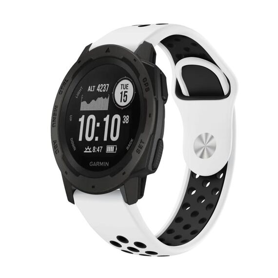 Per cinturino sportivo in silicone traspirante Garmin Instinct 22mm (bianco + nero)