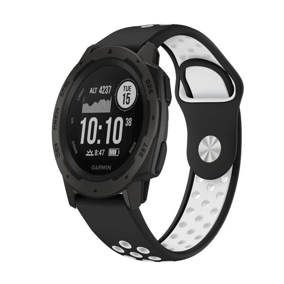 Per cinturino sportivo in silicone traspirante Garmin Instinct 22mm (nero + bianco)