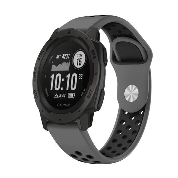 Per cinturino sportivo in silicone traspirante Garmin Instinct 22mm (grigio + nero)