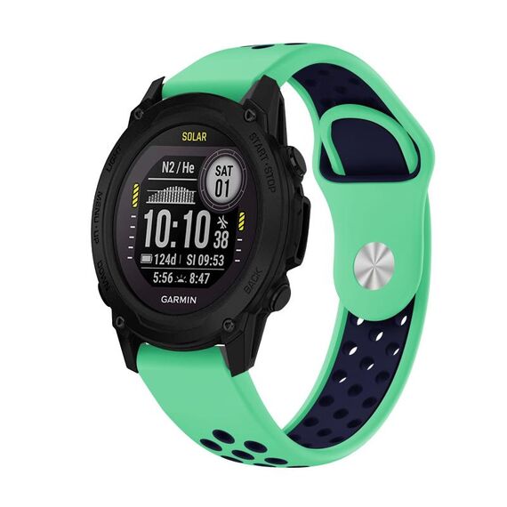 Per Garmin Descent G1 Cinturino sportivo in silicone traspirante da 22 mm (verde menta + blu notte)