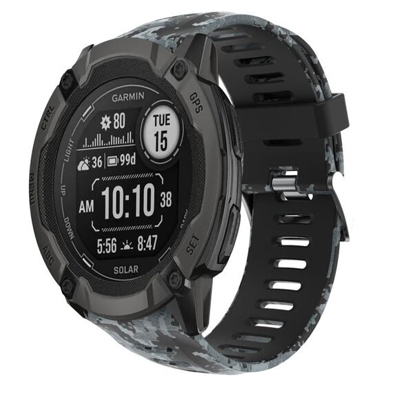 Per Garmin Instinct 2X Solar 26mm Cinturino in silicone stampato mimetico (nero + mimetico digitale)