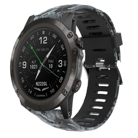 Per Garmin D2 Delta PX 26mm Cinturino in silicone stampato mimetico (nero + mimetico digitale)