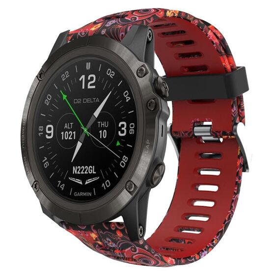 Per Garmin D2 Delta PX 26mm Cinturino in silicone stampato mimetico (rosso + mimetico medusa)