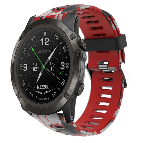 Per Garmin D2 Delta PX 26mm Cinturino in silicone stampato mimetico (rosso + mimetico militare)