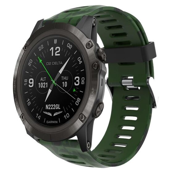 Per Garmin D2 Delta PX 26mm Cinturino in silicone stampato mimetico (verde militare + mimetico militare)