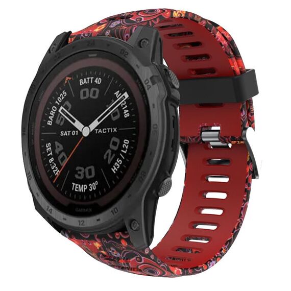 Per Garmin Tactix 7 Pro 26mm Cinturino in silicone stampato mimetico (rosso + mimetico medusa)