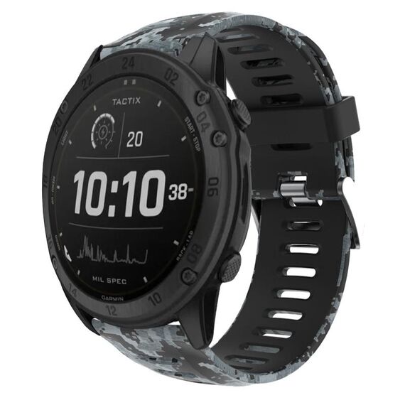Per Garmin Tactix Delta 26mm Cinturino in silicone stampato mimetico (nero + mimetico digitale)