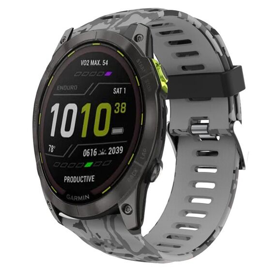 Per cinturino Garmin Enduro 2 26mm in silicone stampato mimetico (grigio + mimetico militare)