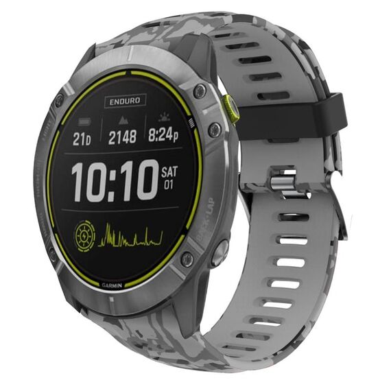Per cinturino Garmin Enduro 26mm in silicone stampato mimetico (grigio + mimetico militare)