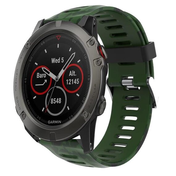 Per Garmin Fenix 5X Sapphire 26mm Cinturino in silicone stampato mimetico (verde militare + mimetico militare)
