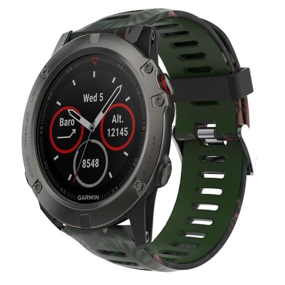 Per Garmin Fenix 5X Sapphire 26mm Cinturino in silicone stampato mimetico (verde militare + mimetico di bambù)