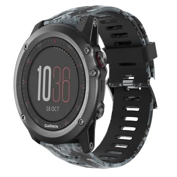 Per Garmin Fenix 3 26mm Cinturino in silicone stampato mimetico (nero + mimetico digitale)
