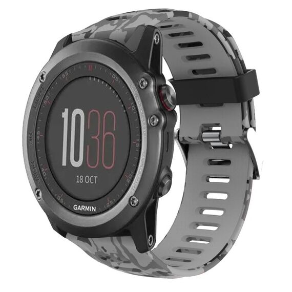 Per Garmin Fenix 3 26mm Cinturino in silicone stampato mimetico (grigio + mimetico militare)